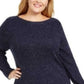 Túnica feminina Karen Scott Plus Size com bainha curva, azul marinho, tamanho 2X