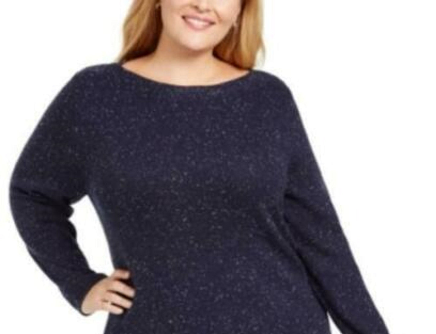 Túnica feminina Karen Scott Plus Size com bainha curva, azul marinho, tamanho 2X