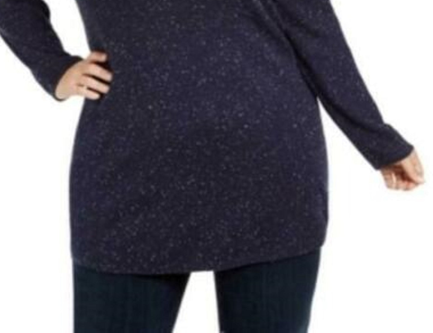 Túnica feminina Karen Scott Plus Size com bainha curva, azul marinho, tamanho 2X