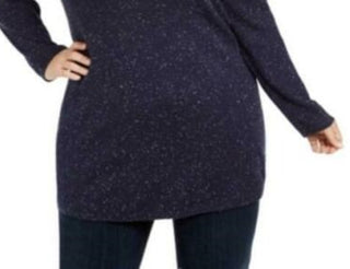 Túnica feminina Karen Scott Plus Size com bainha curva, azul marinho, tamanho 2X