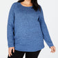 Túnica feminina Karen Scott Plus Size com bainha curva, azul, tamanho 0X