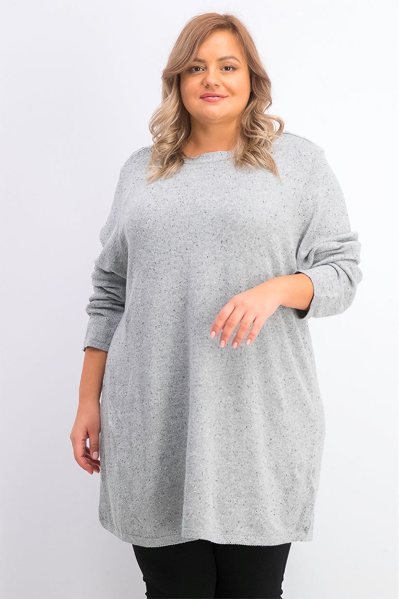 Túnica feminina Karen Scott Plus Size com bainha curva, cinza, tamanho 1X