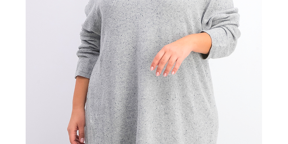 Túnica feminina Karen Scott Plus Size com bainha curva, cinza, tamanho 1X