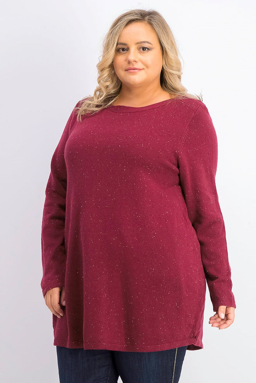Túnica feminina Karen Scott Plus Size com bainha curva, vermelha, tamanho 1X