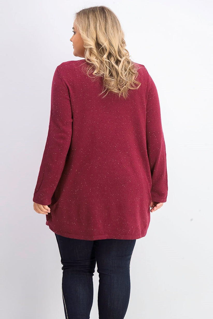 Túnica feminina Karen Scott Plus Size com bainha curva, vermelha, tamanho 1X