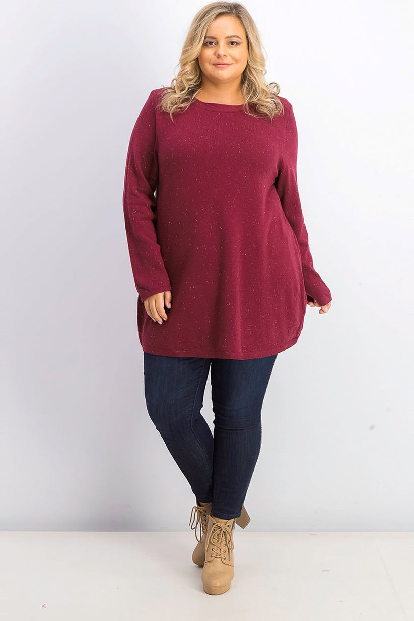 Túnica feminina Karen Scott Plus Size com bainha curva, vermelha, tamanho 1X