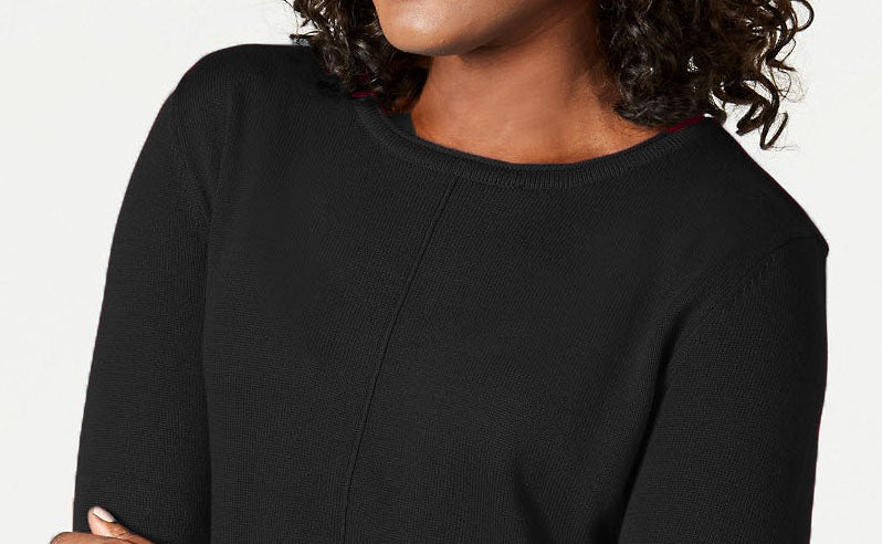 Suéter de algodão feminino Karen Scott, preto, tamanho pequeno
