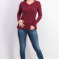 Karen Scott Suéter Feminino Manga Longa Gola V Vermelho Tamanho XS