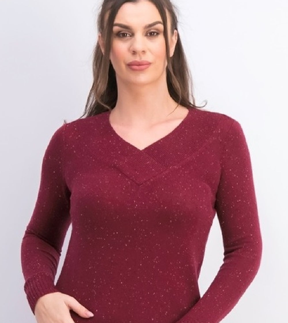 Karen Scott Suéter Feminino Manga Longa Gola V Vermelho Tamanho XS