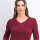 Karen Scott Suéter Feminino Manga Longa Gola V Ks Merlot Neps Tamanho Médio