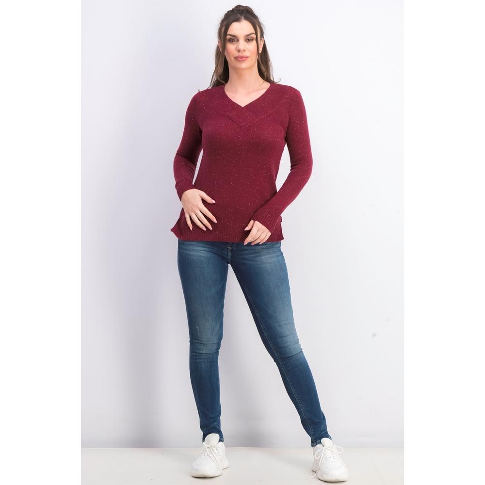 Karen Scott Suéter Feminino Manga Longa Gola V Vermelho Tamanho XG