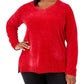 Karen Scott Suéter Feminino Plus Size Gola Canoa Chenille Vermelho Brilhante Tamanho 3X