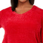 Karen Scott Suéter Feminino Plus Size Gola Canoa Chenille Vermelho Brilhante Tamanho 3X