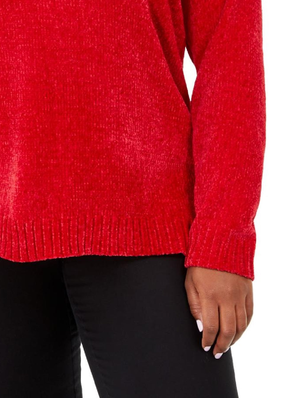 Karen Scott Suéter Feminino Plus Size Gola Canoa Chenille Vermelho Brilhante Tamanho 3X
