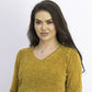 Karen Scott Suéter Feminino Gola V Chenille Dourado Tamanho P