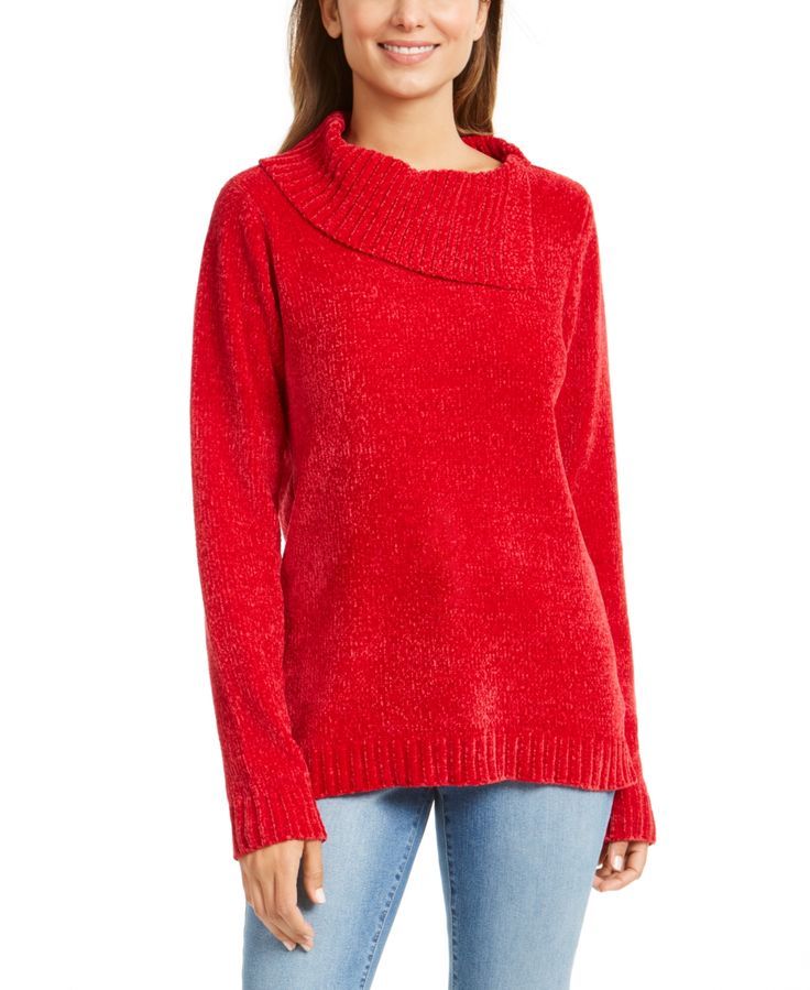 Karen Scott Suéter Feminino Gola Redonda Chenille Tamanho XS