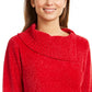 Karen Scott Suéter Feminino Petite Gola Envelope Chenille Tamanho K Merlot Petite