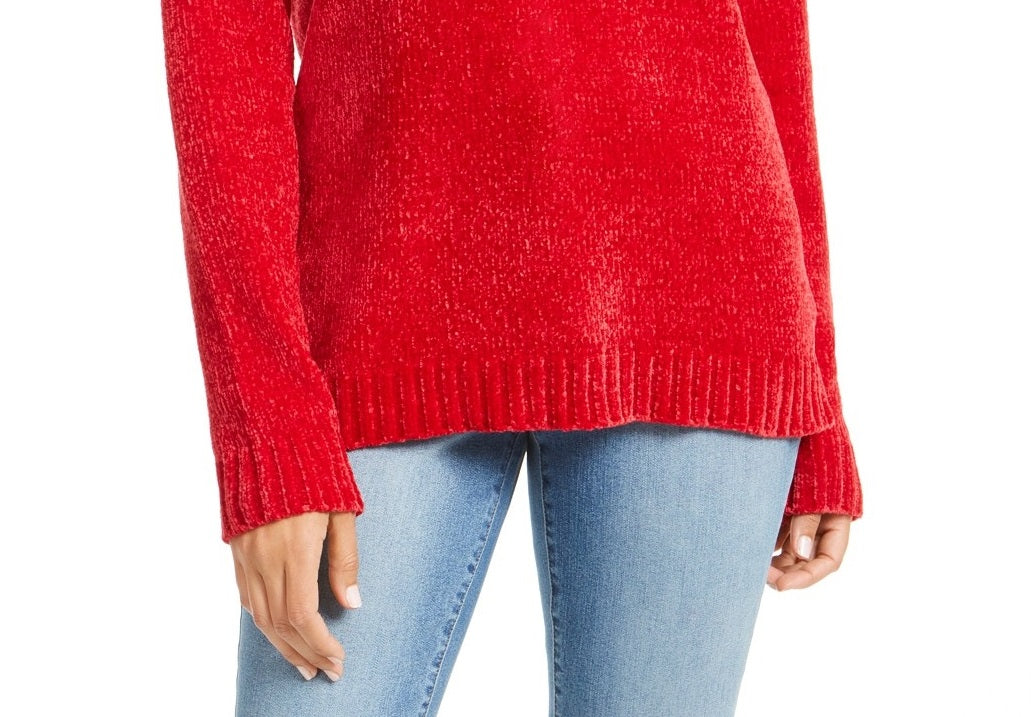 Karen Scott Suéter Feminino Petite Gola Envelope Chenille Tamanho K Merlot Petite