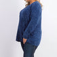 Karen Scott Suéter Feminino de Tricô em Chenille Azul Tamanho P