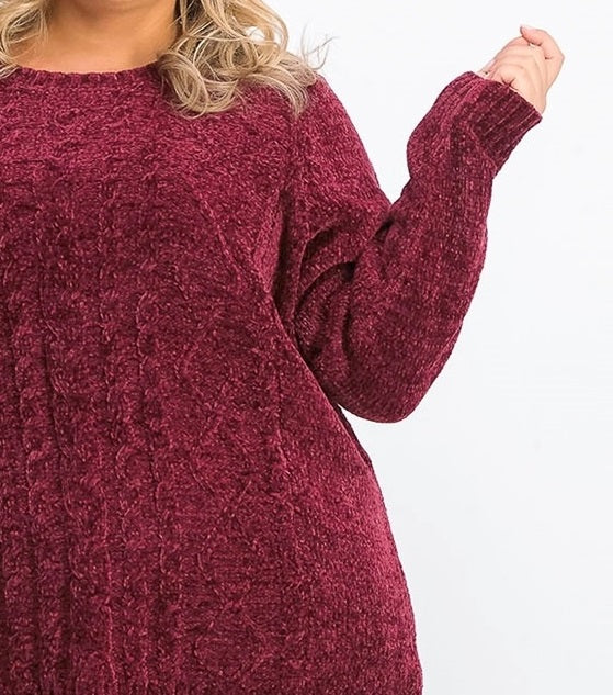 Karen Scott Suéter Feminino de Tricô em Chenille KS Merlot Tamanho 2 Extra Grande