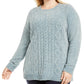 Suéter Karen Scott Feminino Tricô em Chenille Azul Escuro Tamanho 2X