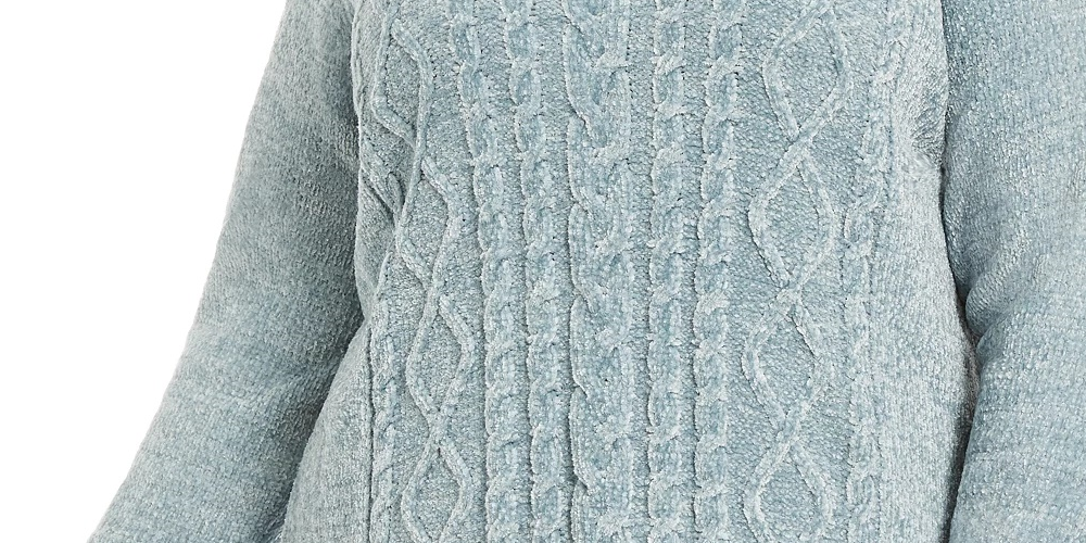 Suéter Karen Scott Feminino Tricô em Chenille Azul Escuro Tamanho 2X