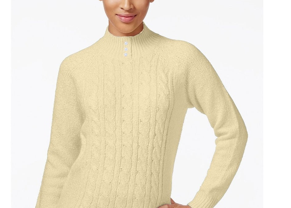 Suéter Karen Scott Feminino de Tricô com Botões de Pérola Sintética, Amarelo, Tamanho 2