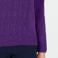 Karen Scott Suéter Feminino Petite Gola Mole em Tricô com Cabo Roxo Médio Tamanho Petite Pequeno