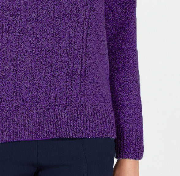 Karen Scott Suéter Feminino Petite Gola Mole em Tricô com Cabo Roxo Médio Tamanho Petite Pequeno