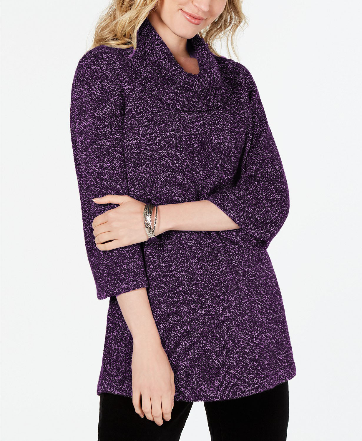 Karen Scott Suéter Feminino Petite Gola Redonda Manga 3/4 Tamanho P