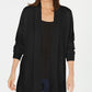 Karen Scott Cardigan Feminino Manga Longa Aberta na Frente Preto Tamanho P