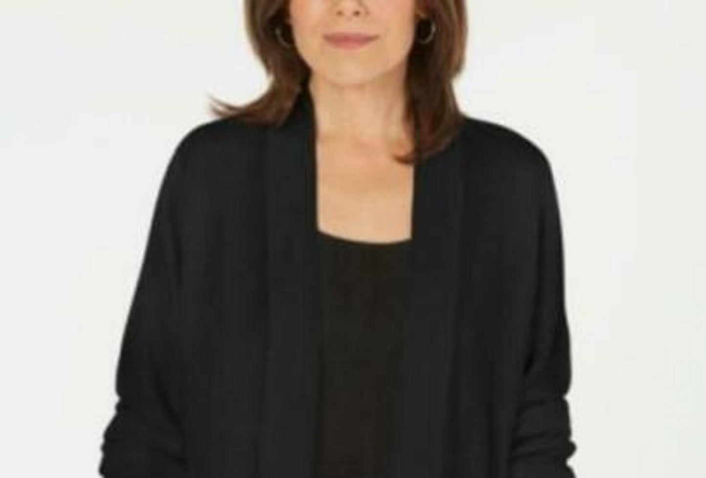 Karen Scott Cardigan Feminino Pequeno com Frente Aberta Preto Tamanho P