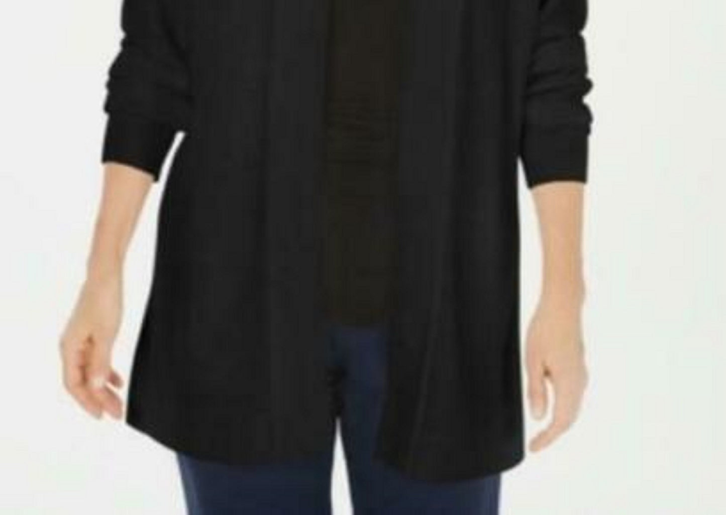 Karen Scott Cardigan Feminino Pequeno com Frente Aberta Preto Tamanho P