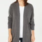 Karen Scott Cardigan Feminino Pequeno com Frente Aberta, Cinza Escuro, Tamanho Médio