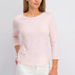 Camiseta feminina lisa com manga 3/4 Maison Jules, rosa, tamanho XX-G
