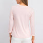 Camiseta feminina lisa com manga 3/4 Maison Jules, rosa, tamanho XX-G