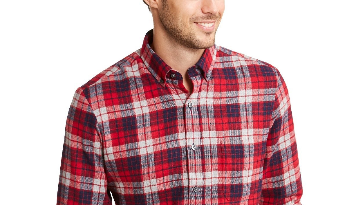 Camisa de flanela masculina Club Room vermelha tamanho pequeno