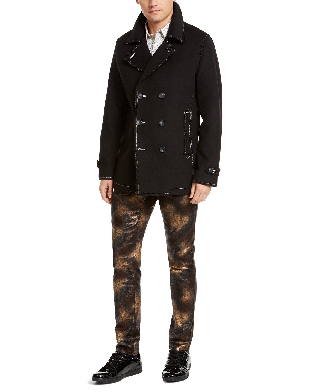 INC International Concepts Casaco masculino com costura contrastante e peas pretas, tamanho extra grande