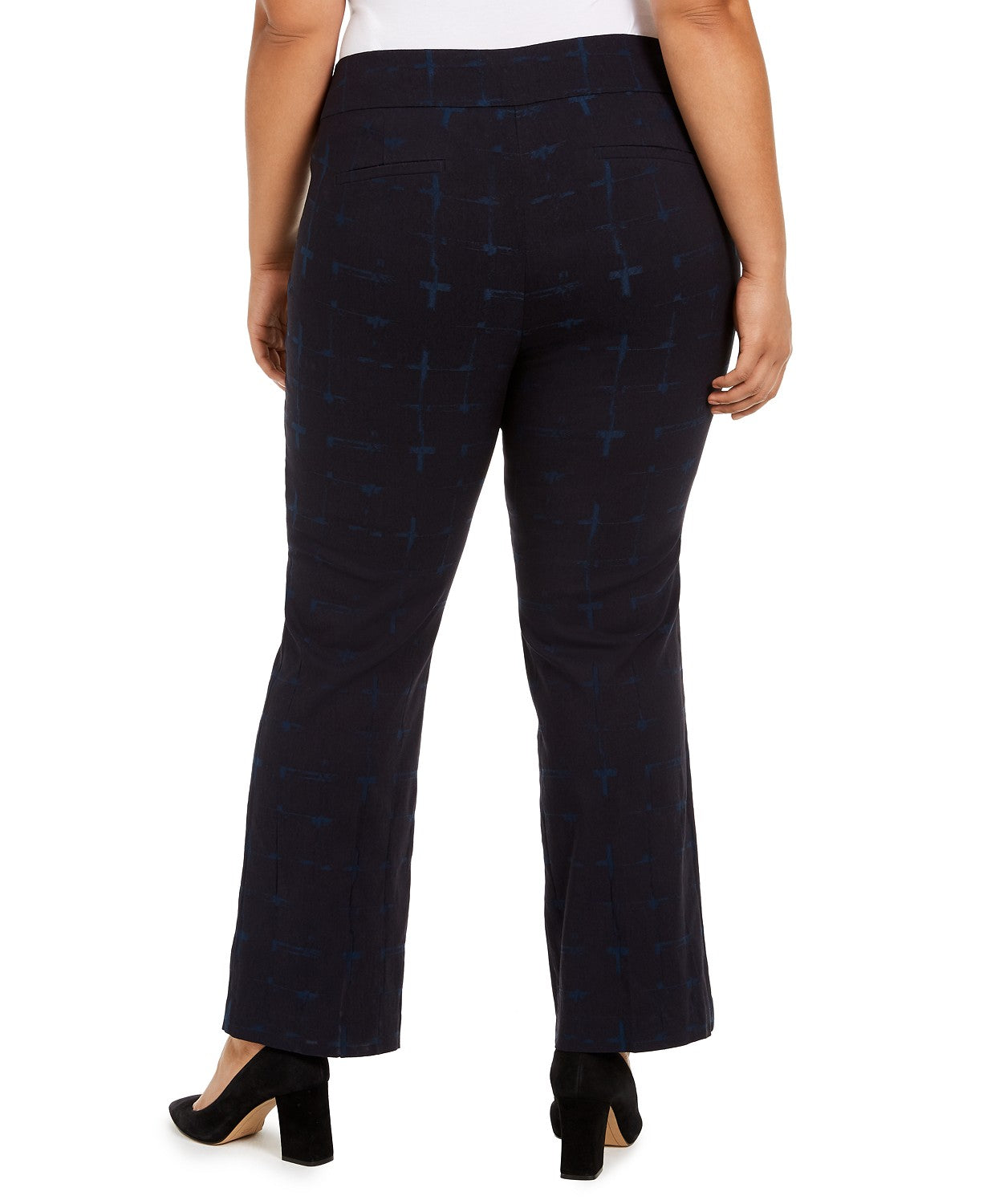 Calça xadrez plus size Alfani feminina, azul marinho, tamanho 26