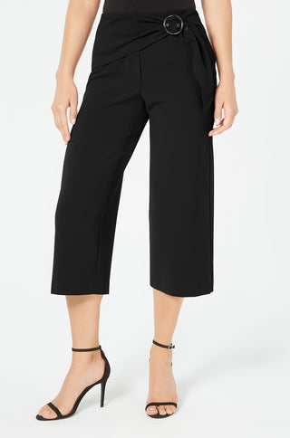 Calças curtas Alfani femininas, curtas e com cinto, pretas, tamanho 4