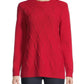 Karen Scott Suéter Feminino Diamond Cable-Knit Vermelho Tamanho Extra Pequeno