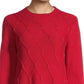 Karen Scott Suéter Feminino Diamond Cable-Knit Vermelho Tamanho Extra Pequeno
