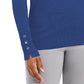 JM Collection Suéter feminino com mangas abotoadas e gola redonda, azul, tamanho XX-G