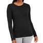 Suéter feminino JM Collection com mangas abotoadas e gola redonda, preto, tamanho 2, extra grande