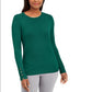 Suéter feminino JM Collection com gola redonda e punhos abotoados, verde, tamanho extra grande