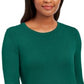 Suéter feminino JM Collection com gola redonda e punhos abotoados, verde, tamanho extra grande