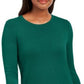 Suéter feminino JM Collection com gola redonda e punhos abotoados, verde escuro, tamanho 2, extra grande