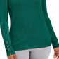 Suéter feminino JM Collection com gola redonda e punhos abotoados, verde escuro, tamanho 2, extra grande
