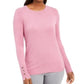 Suéter feminino JM Collection com gola redonda e punhos abotoados, rosa, tamanho pequeno