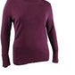 Suéter feminino JM Collection com gola redonda e punhos abotoados, roxo, tamanho 2, extragrande